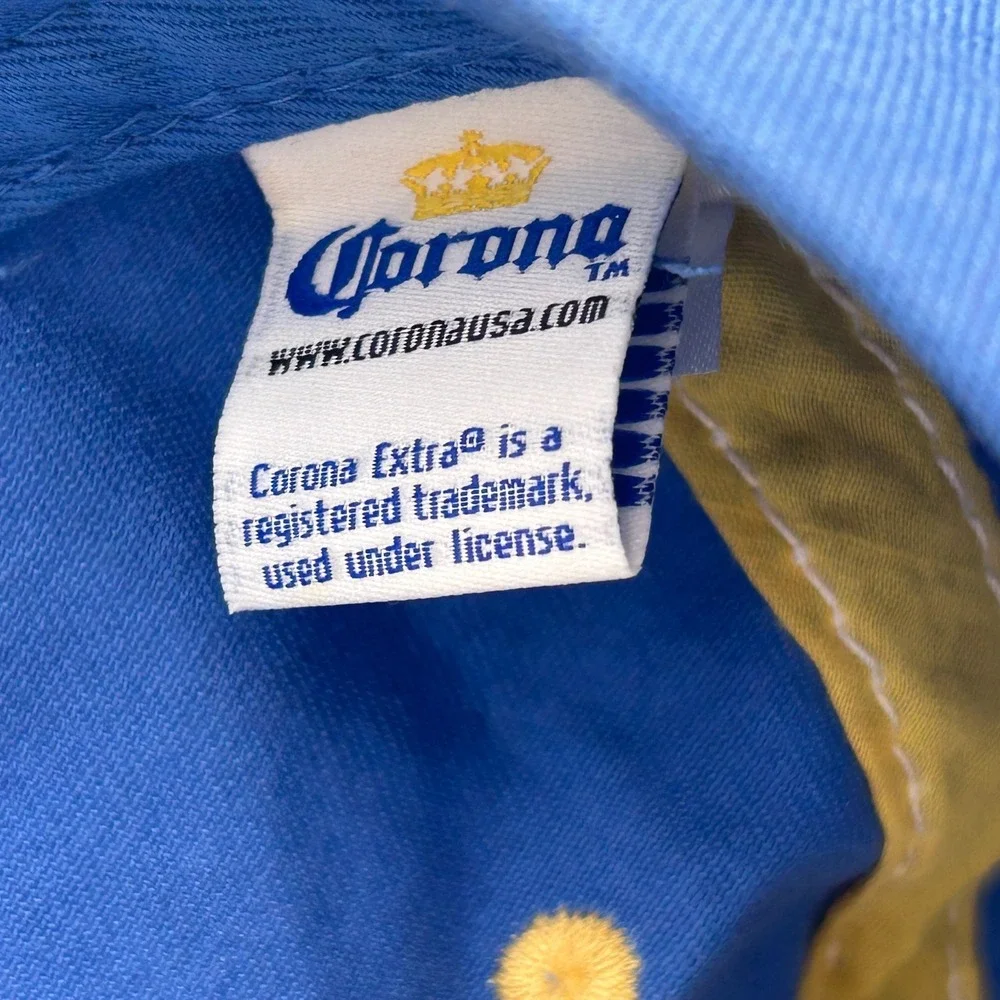 Corona Beer Hat Cap Blue White Promo Crown 2015 Lime Preppy Summer Embroidery